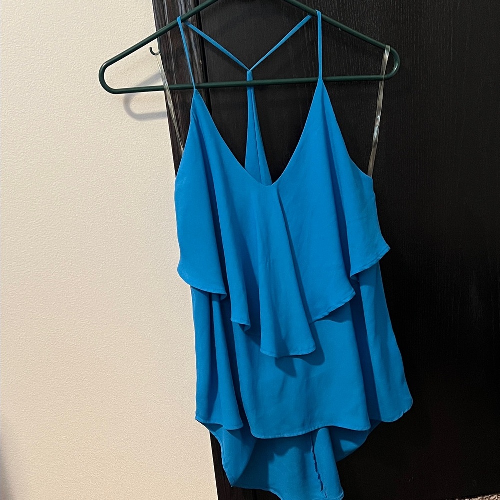 Blue Layered Spaghetti Strap Women's Top